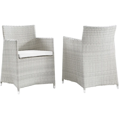 Junction Outdoor Patio Armchair in Gray with White Cushion (Set of 2)