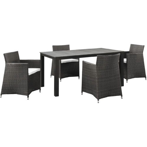 Junction 5 Piece Outdoor Patio Dining Set in Brown Poly Rattan