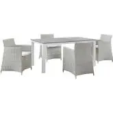 Junction 5 Piece Outdoor Patio Dining Set in White Poly Rattan