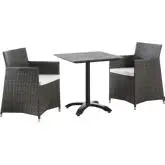 Junction 3 Piece Outdoor Patio Dining Set in Brown Poly Rattan