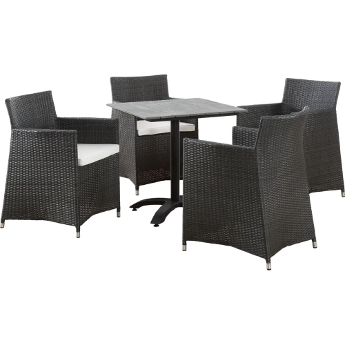 Junction 5 Piece Outdoor Patio Dining Set in Brown Poly Rattan