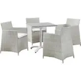 Junction 5 Piece Outdoor Patio Dining Set in White Poly Rattan