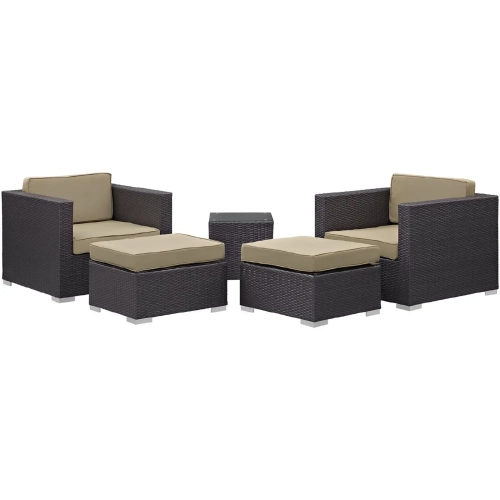 Convene 5 Piece Outdoor Arm Chair Set in Espresso & Mocha