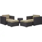 Convene 5 Piece Outdoor Arm Chair Set in Espresso & Mocha