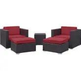 Convene 5 Piece Outdoor Arm Chair Set in Espresso & Red