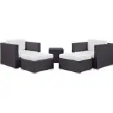 Convene 5 Piece Outdoor Arm Chair Set in Espresso & White