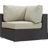 Convene Outdoor Patio Corner Section in Espresso w/ Beige Cushion