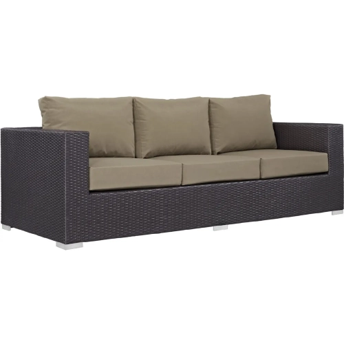 Convene Outdoor Patio Sofa in Espresso w/ Mocha Cushion