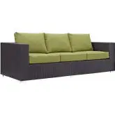 Convene Outdoor Patio Sofa in Espresso w/ Peridot Cushion