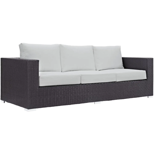 Convene Outdoor Patio Sofa in Espresso w/ White Cushion