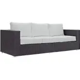 Convene Outdoor Patio Sofa in Espresso w/ White Cushion