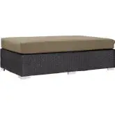 Convene Outdoor Patio Rectangle Ottoman in Espresso w/ Mocha Cushion