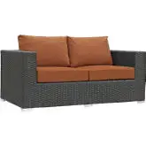 Sojourn Outdoor Patio Loveseat in Poly Rattan w/ Tuscan Sunbrella &reg Cushion