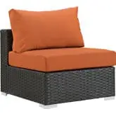 Sojourn Outdoor Patio Fabric Armless Sofa Section in Poly Rattan w/ Tuscan Sunbrella &reg Cushion