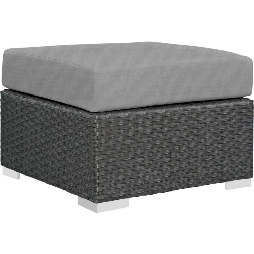 Sojourn Outdoor Sunbrella &reg; Ottoman in Chocolate Poly Rattan & Gray