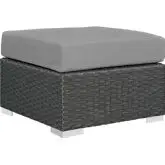 Sojourn Outdoor Sunbrella &reg; Ottoman in Chocolate Poly Rattan & Gray