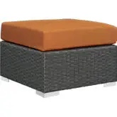 Sojourn Outdoor Patio Ottoman in Poly Rattan w/ Tuscan Sunbrella &reg Cushion