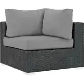 Sojourn Outdoor Sunbrella &reg; Sectional Corner in Chocolate Poly Rattan & Gray