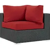 Sojourn Outdoor Sunbrella &reg; Sectional Corner in Chocolate Poly Rattan & Red