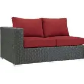 Sojourn Outdoor Sunbrella &reg; Left Arm Loveseat in Chocolate Poly Rattan & Red