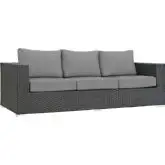 Sojourn Outdoor Sunbrella &reg; Sofa in Chocolate Poly Rattan & Gray