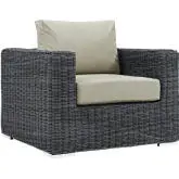 Summon Outdoor Patio Armchair in Poly Rattan w/ Beige Sunbrella