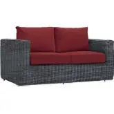 Summon Outdoor Patio Sunbrella&reg; Loveseat in Canvas & Red