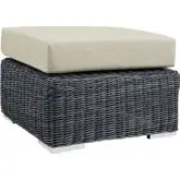 Summon Outdoor Patio Sunbrella&reg; Ottoman in Canvas & Antique Beige