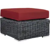 Summon Outdoor Patio Sunbrella&reg; Ottoman in Canvas & Red