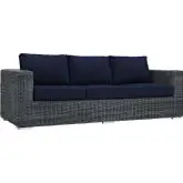 Summon Outdoor Patio Sunbrella&reg; Sofa in Canvas & Navy