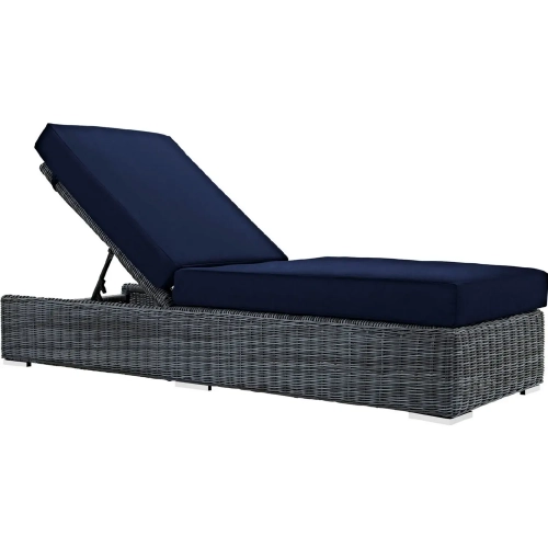 Summon Outdoor Patio Sunbrella&reg; Chaise Lounge in Canvas & Navy