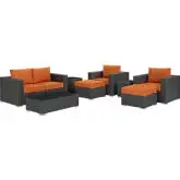 Sojourn 8 Piece Outdoor Patio Sectional Set in Poly Rattan w/ Tuscan Sunbrella &reg Cushions