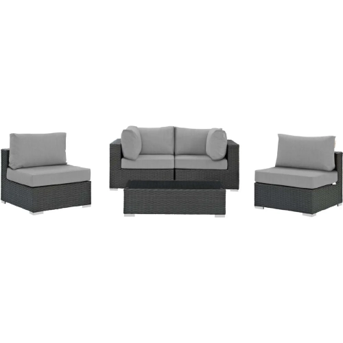 Sojourn 5 Piece Outdoor Sectional Sofa Set w/ Gray Sunbrella&reg;