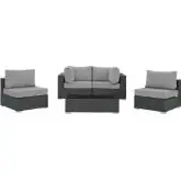 Sojourn 5 Piece Outdoor Sectional Sofa Set w/ Gray Sunbrella&reg;