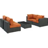 Sojourn 5 Piece Outdoor Patio Sectional Set in Poly Rattan w/ Tuscan Sunbrella &reg Cushions