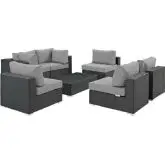 Sojourn 7 Piece Outdoor Sectional Sofa Set w/ Gray Sunbrella&reg;