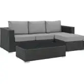 Sojourn 3 Piece Outdoor Sectional Sofa Set w/ Gray Sunbrella&reg;