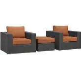 Sojourn 3 Piece Outdoor Patio Sectional Set in Poly Rattan w/ Tuscan Sunbrella &reg Cushions