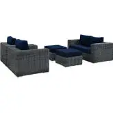 Summon 5 Piece Outdoor Patio Sectional Set in Sunbrella &reg; Canvas Navy