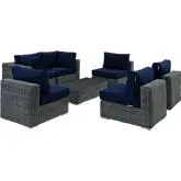 Summon 7 Piece Outdoor Patio Sectional Set in Sunbrella &reg; Canvas Navy