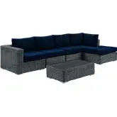 Summon 5 Piece Outdoor Patio Sectional Set in Sunbrella &reg; Canvas Navy