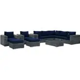 Summon 10 Piece Outdoor Patio Sectional Set in Sunbrella &reg; Canvas Navy