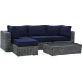 Summon 5 Piece Outdoor Patio Sectional Set in Sunbrella &reg; Canvas Navy