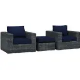 Summon 3 Piece Outdoor Arm Chair Set in Sunbrella &reg; Canvas Navy