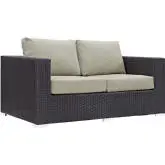 Convene Outdoor Patio Loveseat in Espresso w/ Beige Cushion