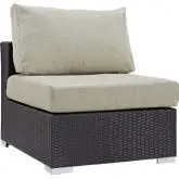 Convene Outdoor Patio Armless Section in Espresso w/ Beige Cushion w/ Polished Stainless Legs