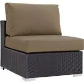 Convene Outdoor Patio Armless Section in Espresso w/ Mocha Cushion w/ Polished Stainless Legs