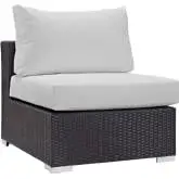 Convene Outdoor Patio Armless Section in Espresso w/ White Cushion w/ Polished Stainless Legs