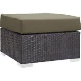 Convene Outdoor Patio Ottoman in Espresso w/ Mocha Cushion