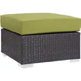 Convene Outdoor Patio Ottoman in Espresso w/ Peridot Cushion